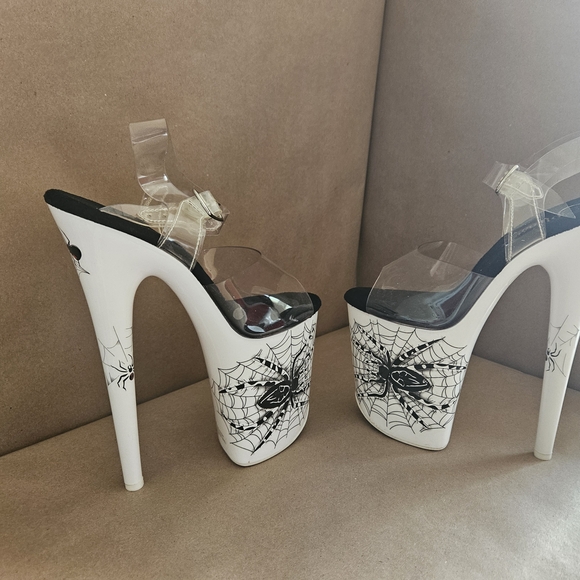 Pleaser Black and White Spider Web Heels - Picture 2 of 7